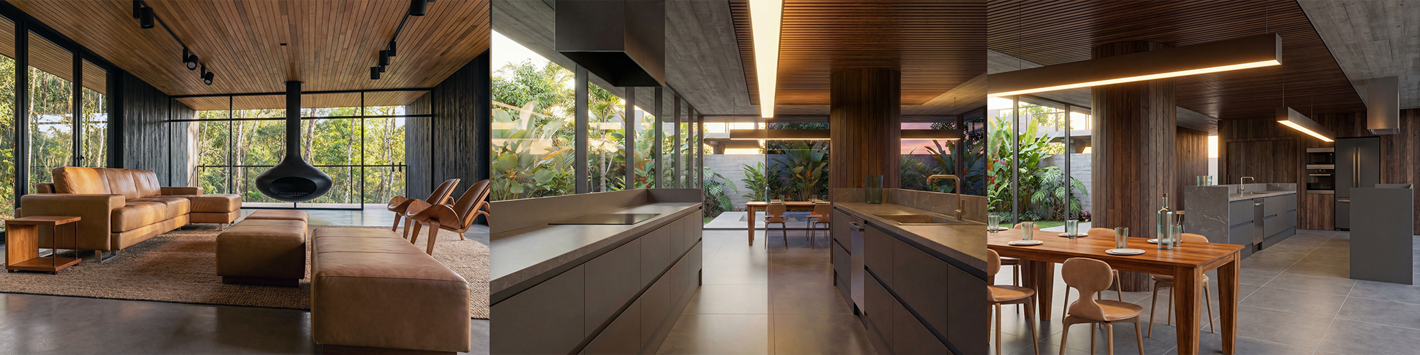 Output: Living room, kitchen, and dining room views